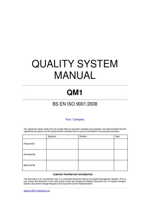 sample quality management system manual PDF