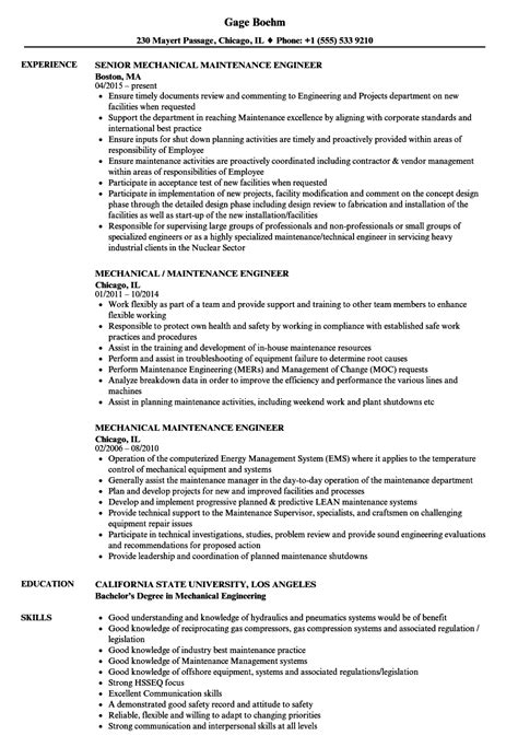 sample resume for plant maintenance mechanical engineer Reader