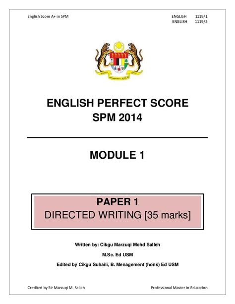 sample spm english paper 1 Doc