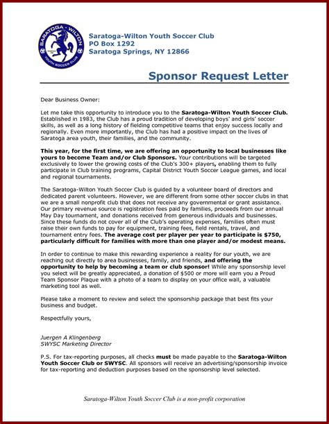 sample sponsorship letter for youth camp pdf Ebook Doc