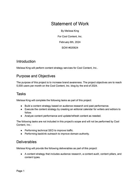 sample statement of work