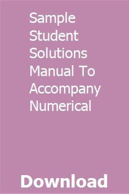 sample student solutions manual to accompany numerical Epub