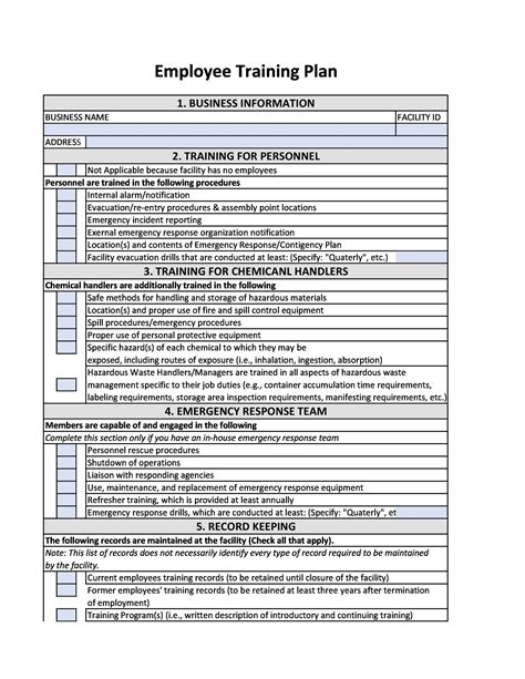 sample training plan document Doc