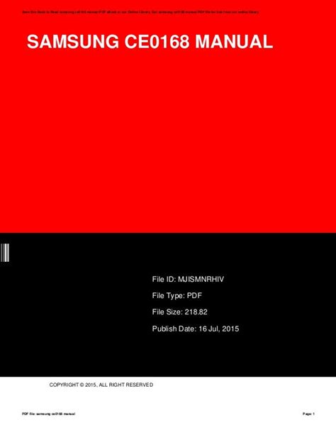 samsung ce0168 manual Kindle Editon