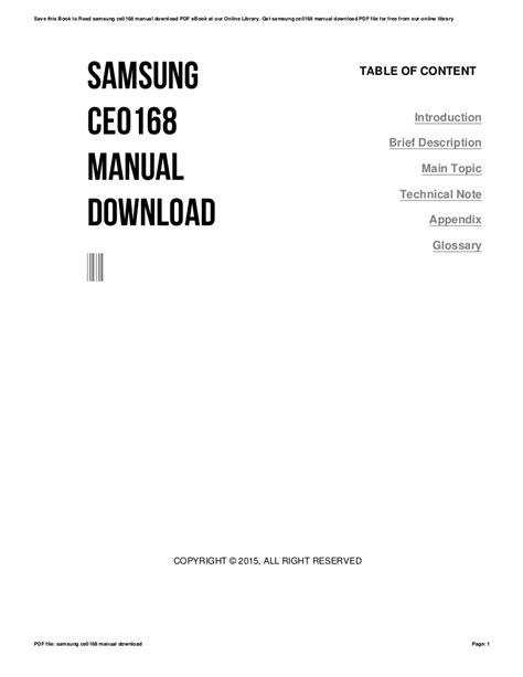 samsung ce0168 service manual PDF