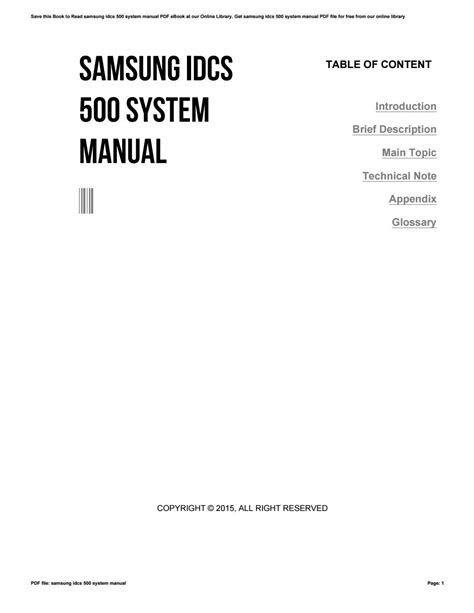 samsung idcs manual PDF