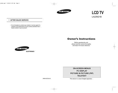 samsung la22n21b tvs owners manual Reader