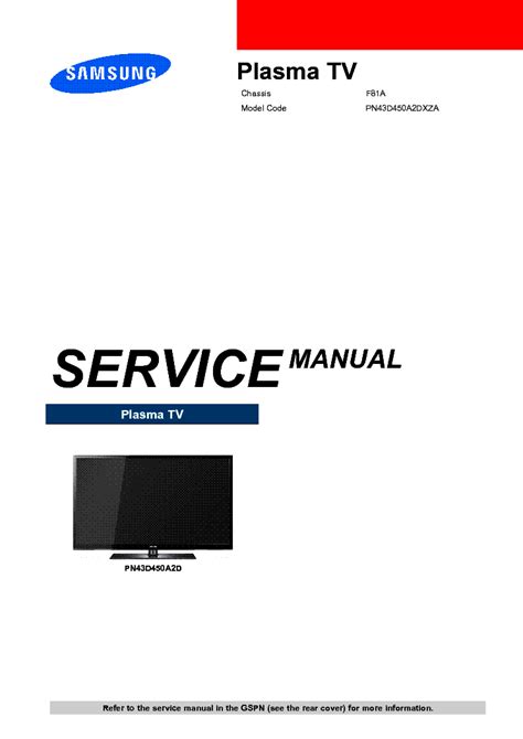 samsung pn43d450a2dxza manual PDF