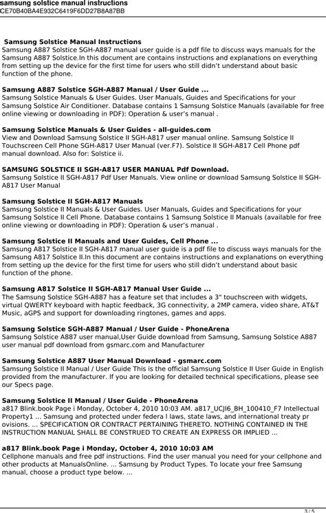 samsung solstice manual instructions Reader