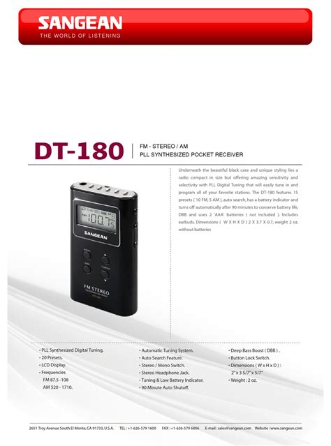 sangean dt 180 radios owners manual Epub