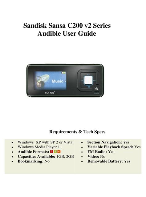 sansa c200 user manual Reader