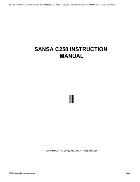 sansa c250 user manual Kindle Editon