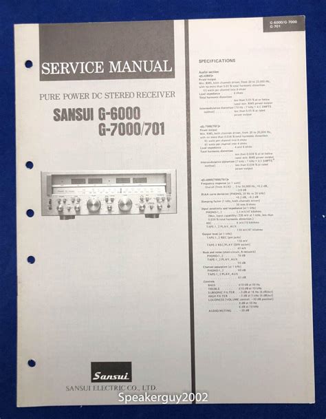 sansui g 6000 7000 service manual user guide PDF