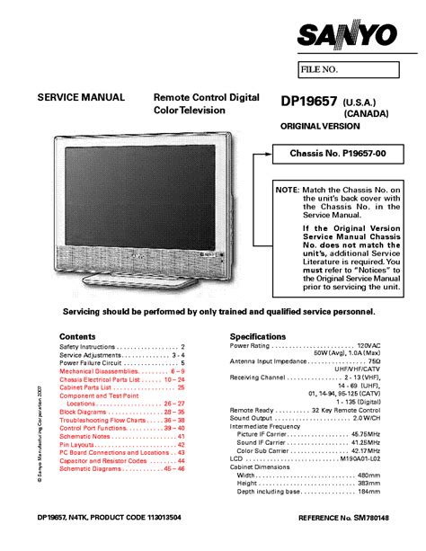 sanyo dp19657 tvs owners manual Doc