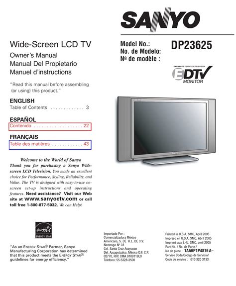 sanyo dp23625 tvs owners manual Epub