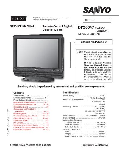 sanyo dp26647 tvs owners manual Epub