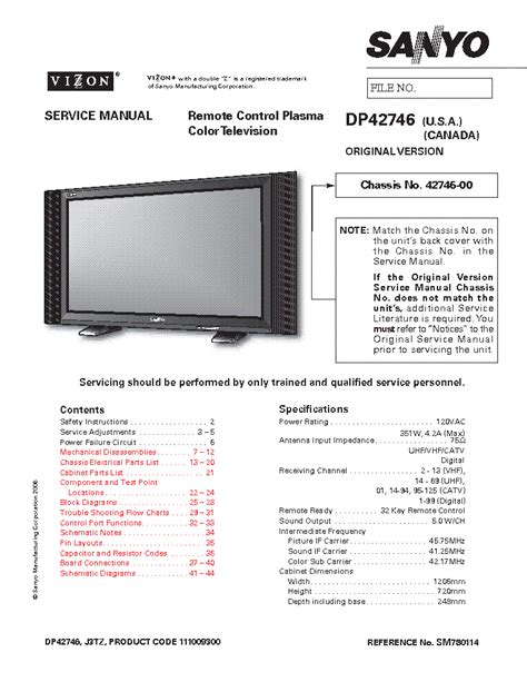 sanyo dp42746 troubleshooting Doc