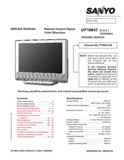 sanyo model dp19647 manual PDF