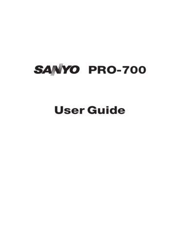 sanyo pro 700 user guide Doc