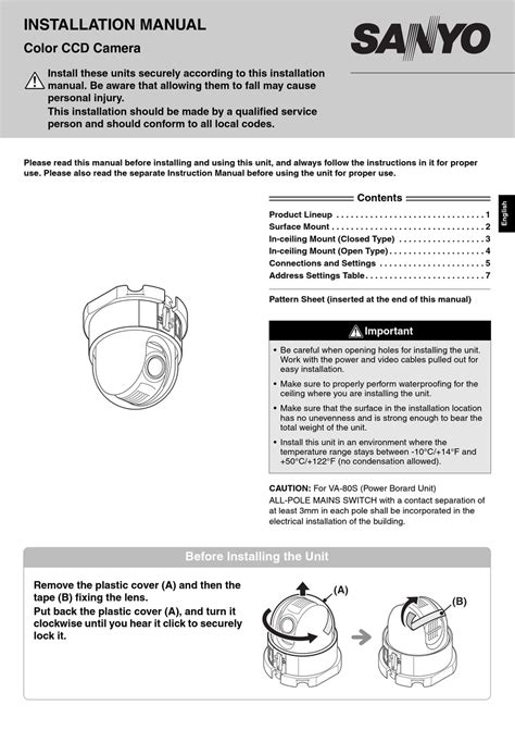 sanyo vcc 9500exc security cameras owners manual PDF