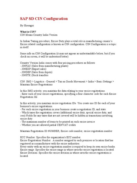 sap cin configuration document Epub