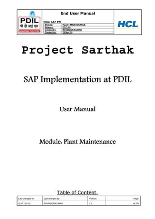 sap pm module end user manual pdf Epub