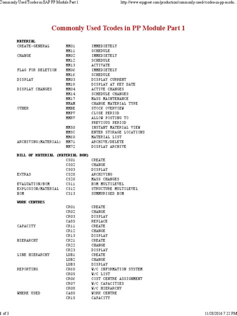 sap pp module t code pdf Reader