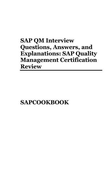 sap qm interview questions answers explanations sap quality management certification review Epub