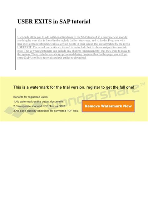 sap user exit tutorial pdf pdf Doc