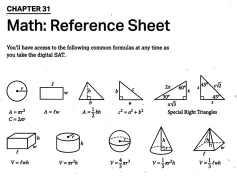 sat math reference sheet