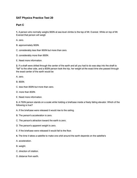 sat physics subject test past papers Doc