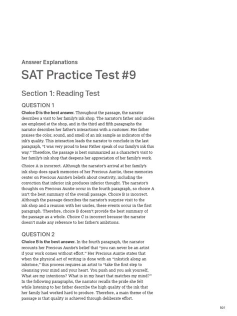 sat practice test 9 answers