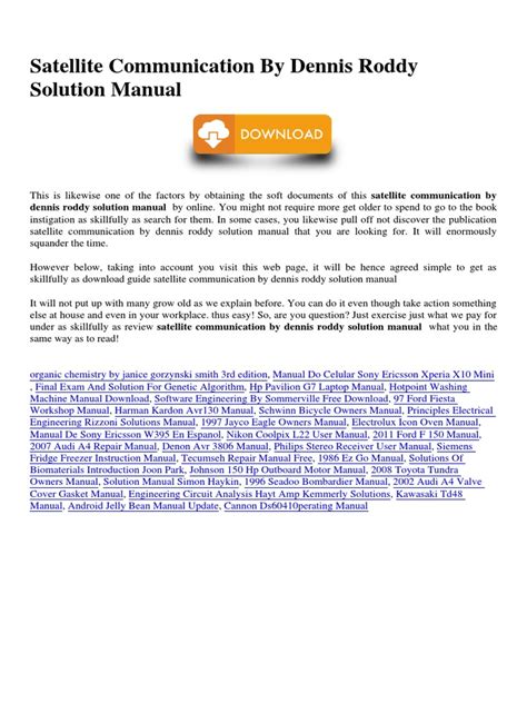 satellite communications dennis roddy solution manual Doc