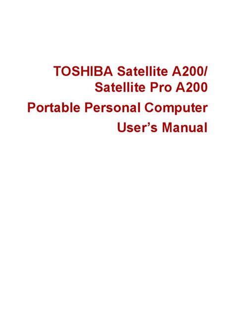 satellite pro a200 user manual pdf Epub