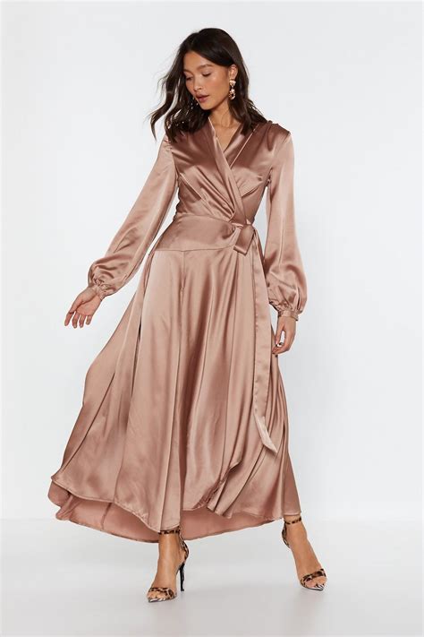 satin long sleeve dress