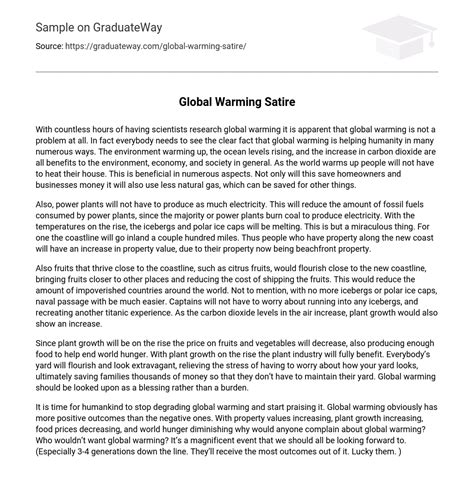 satire essay on global warming PDF