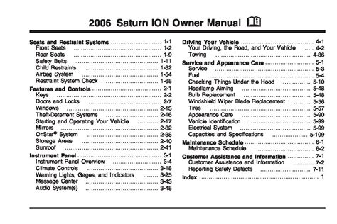 saturn ion 2006 owners manual free Doc