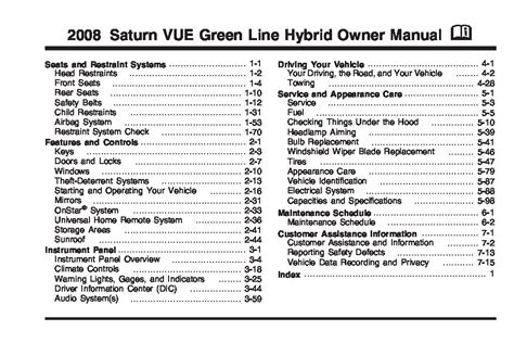 saturn vue hybrid user guide engine Doc