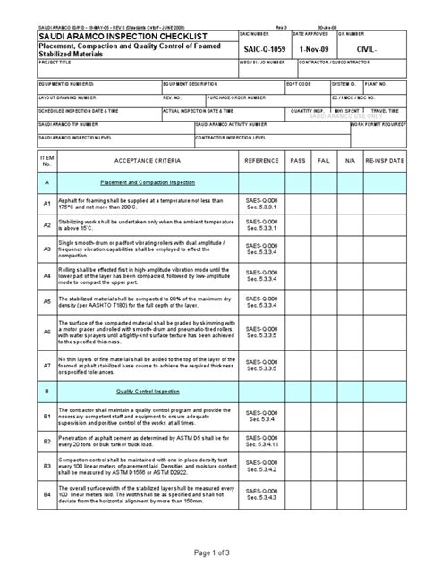 saudi aramco inspection check list pdf Reader