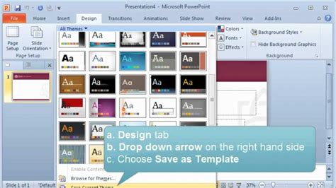 save a powerpoint template as default Doc