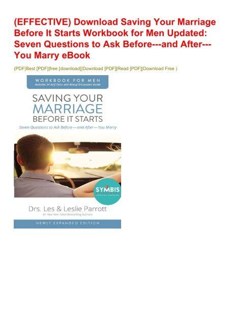 saving your marriage before it starts workbook for men seven questions to ask before and after you marry Kindle Editon