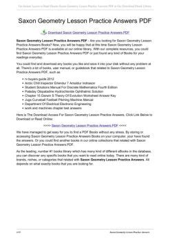 saxon geometry lesson answers 84 Doc