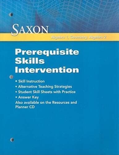 saxon math prerequisite skill intervention 2009 Doc