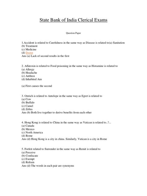 sbi sample papers for clerical exam 2012 PDF