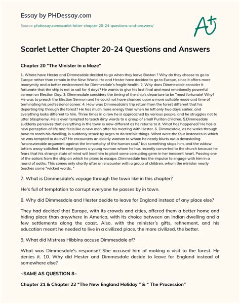 scarlet letter chapter answers Kindle Editon
