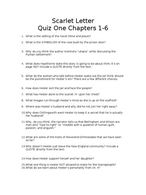scarlet letter chapter question answers Doc