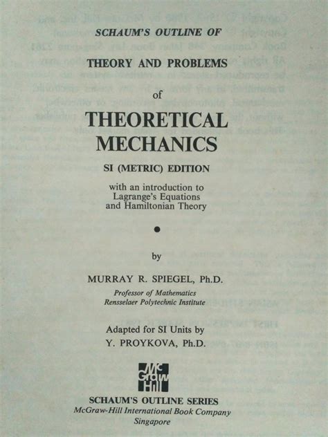 schaums outline of theory and problems of theoretical mechanics Kindle Editon