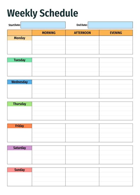 Schedule Printable Weekly