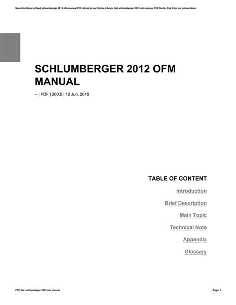 schlumberger ofm 2012 manual Epub