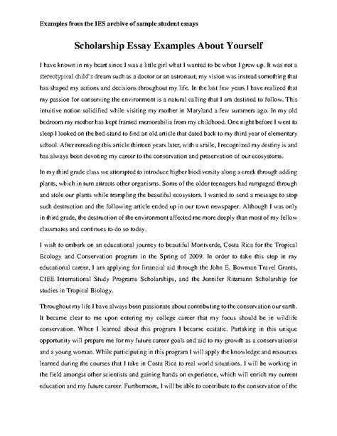 scholarship essays about yourself examples Epub